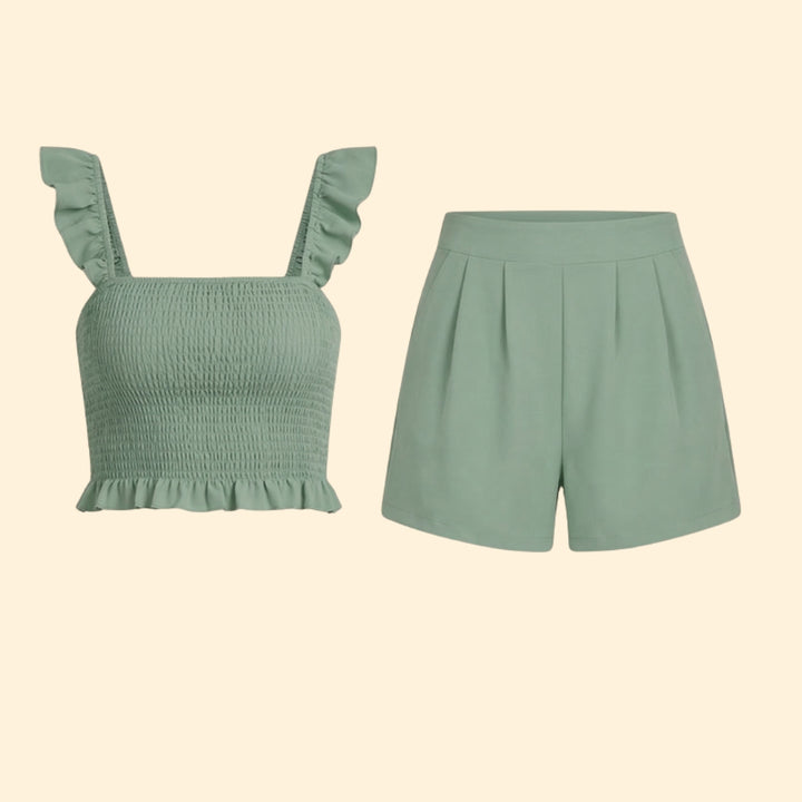 Women’s Summer Set with Ruffled Crop Top