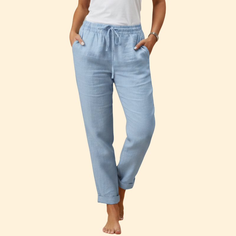 Women's Summer Trousers with Drawstring Waist