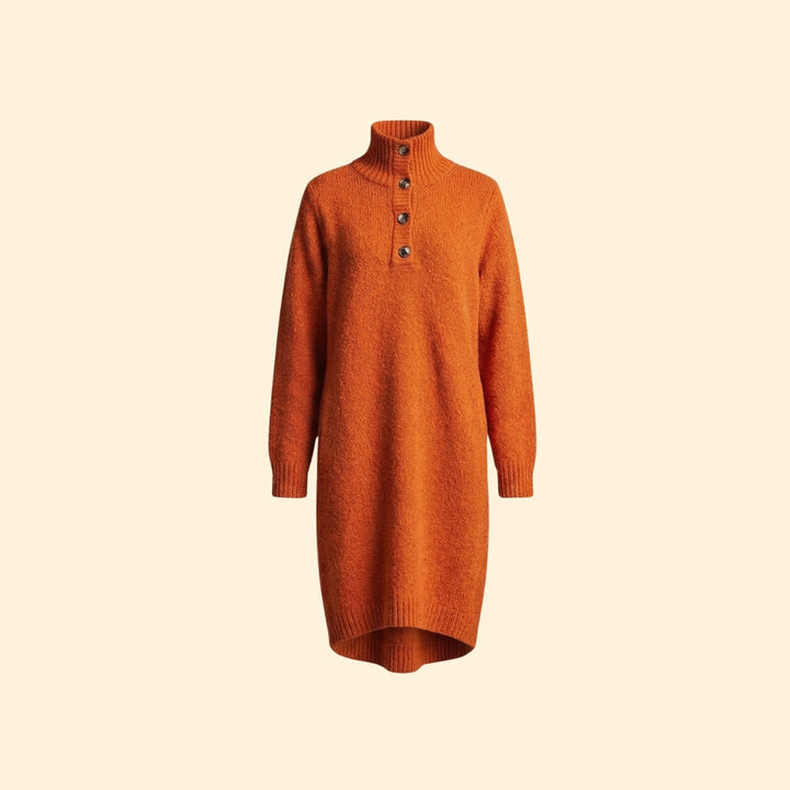 Women’s Sweater Dress with Button Henley Placket