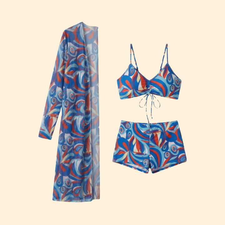 Women’s Swimwear Set with Long Sleeve Overlay