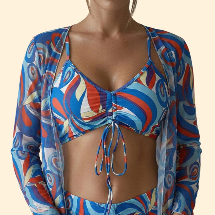 Women’s Swimwear Set with Long Sleeve Overlay