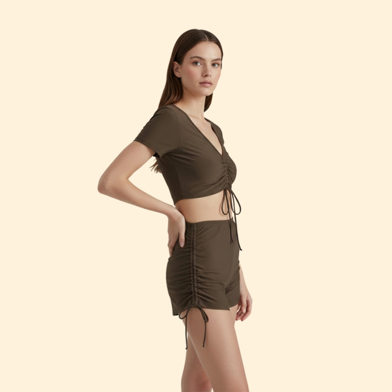 Women’s Swimwear Set with V-Neck Design