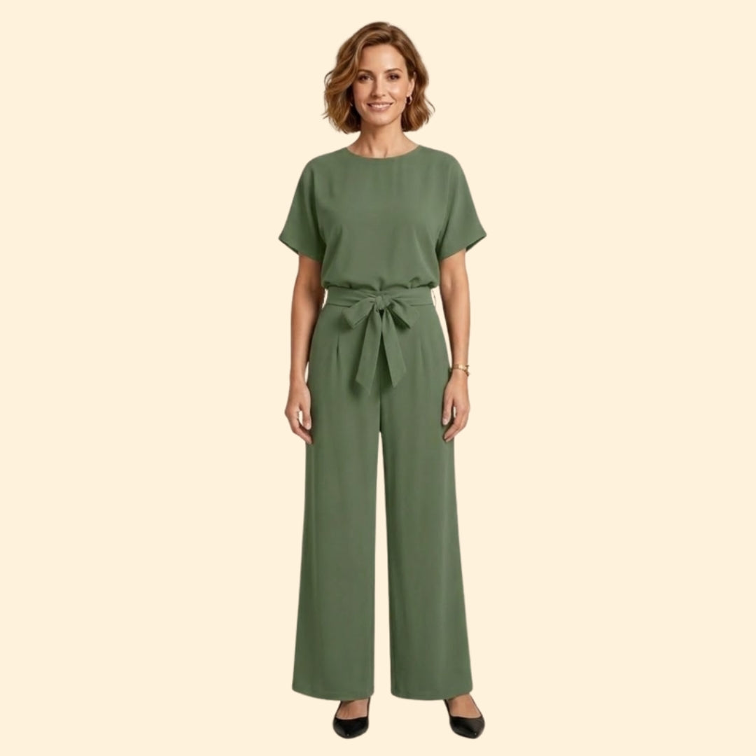 Women’s T-Shirt and Wide-Leg Pants with Tie