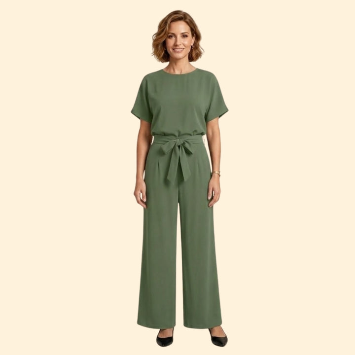 Women’s T-Shirt and Wide-Leg Pants with Tie