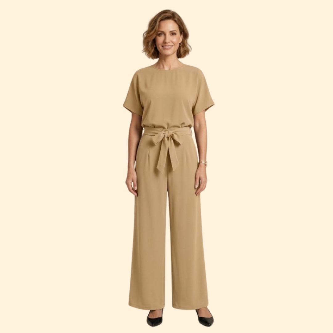 Women’s T-Shirt and Wide-Leg Pants with Tie