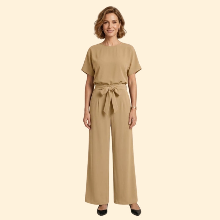Women’s T-Shirt and Wide-Leg Pants with Tie