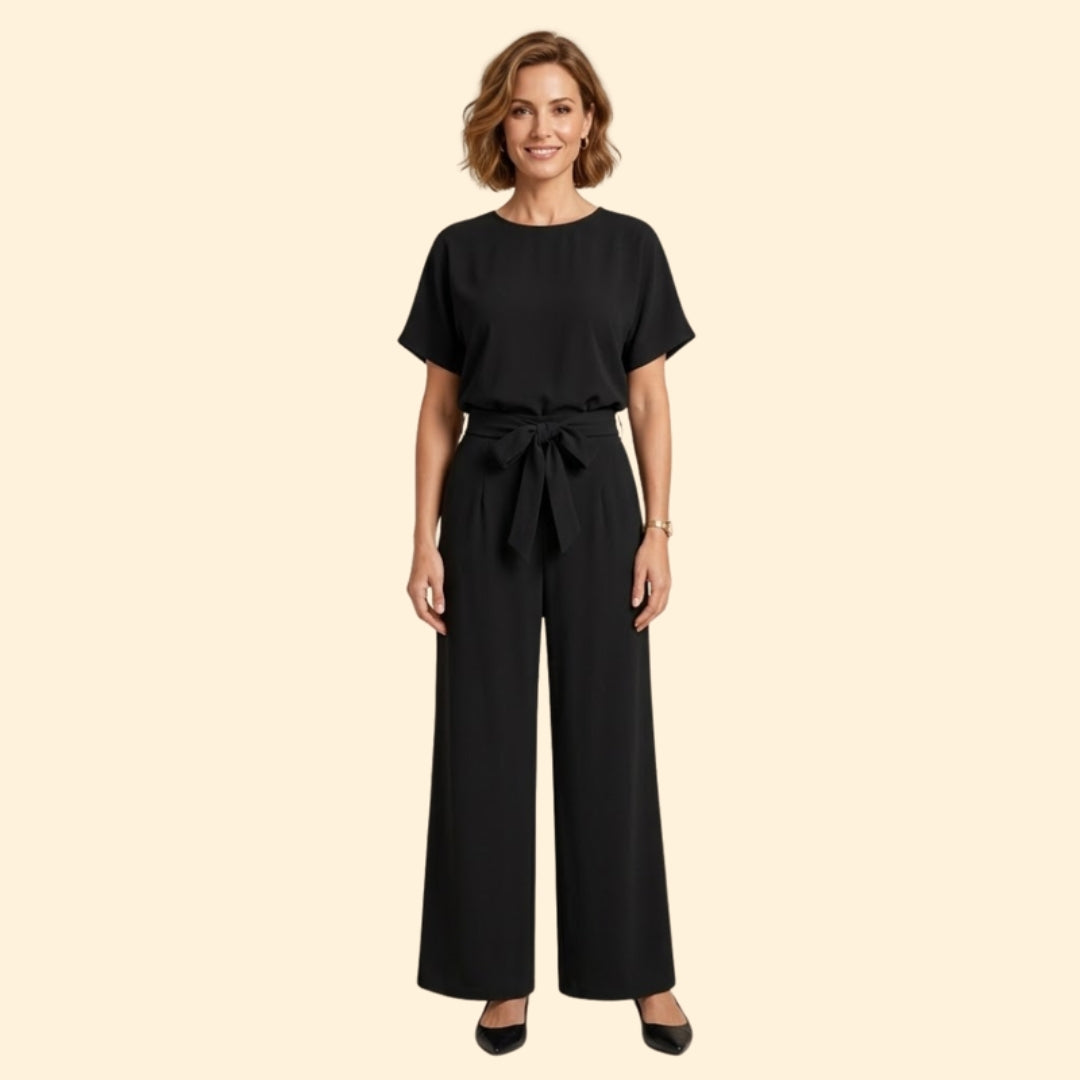 Women’s T-Shirt and Wide-Leg Pants with Tie