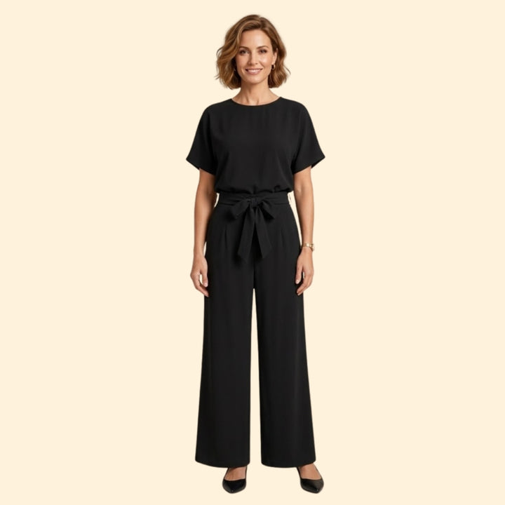 Women’s T-Shirt and Wide-Leg Pants with Tie