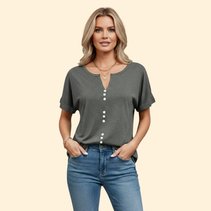 Women’s T-Shirt with Button Front Detail