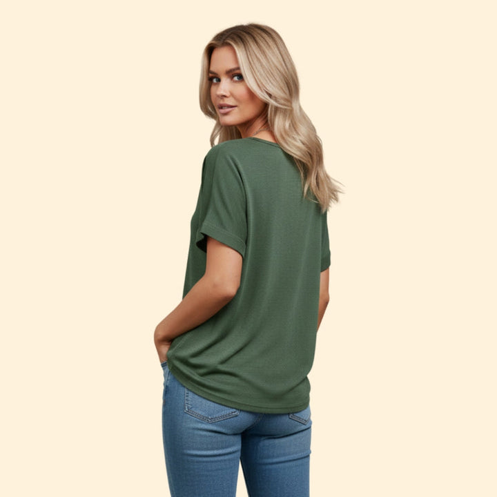 Women’s T-Shirt with Button Front Detail