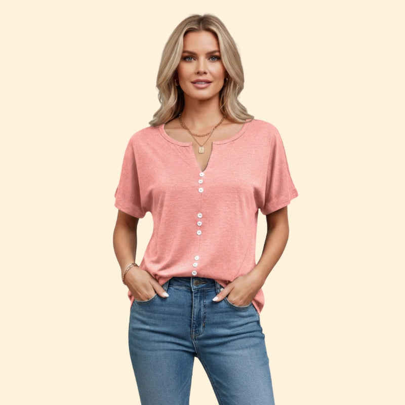Women’s T-Shirt with Button Front Detail