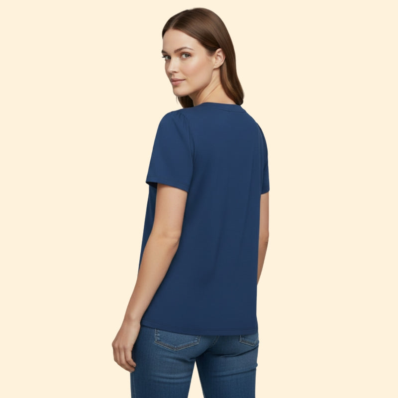 Women’s T-Shirt with Button Neckline Detail