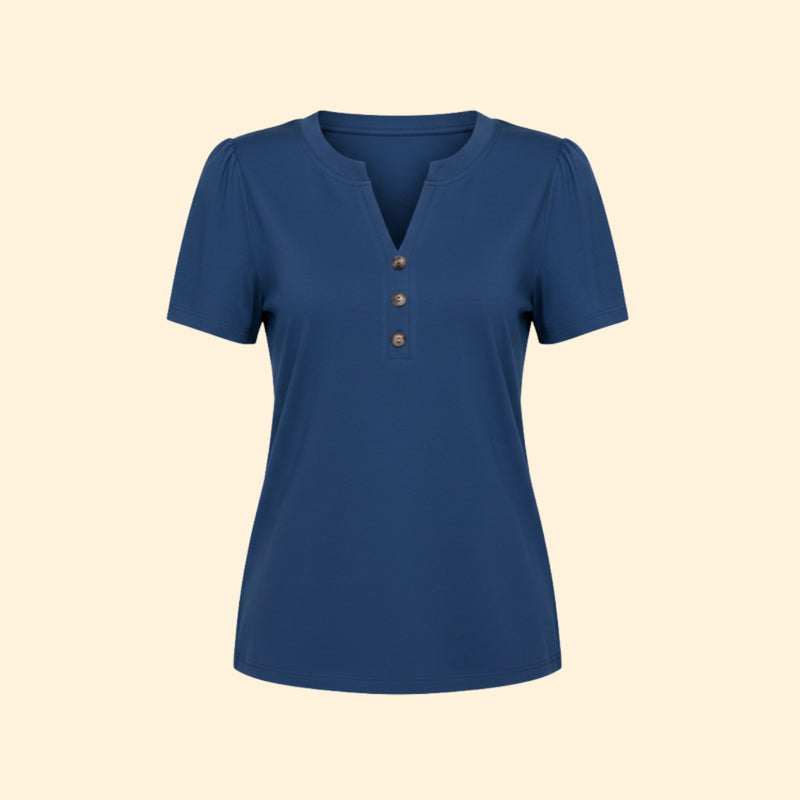 Women’s T-Shirt with Button Neckline Detail