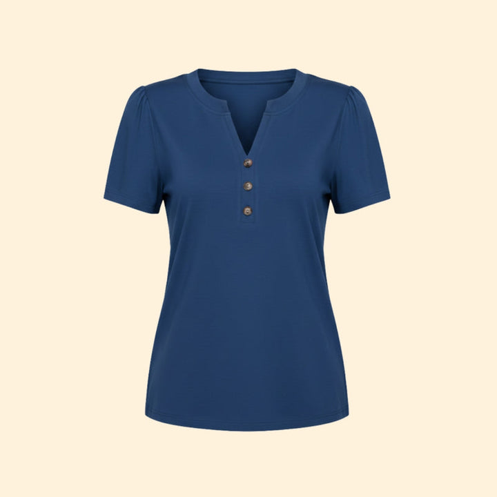 Women’s T-Shirt with Button Neckline Detail