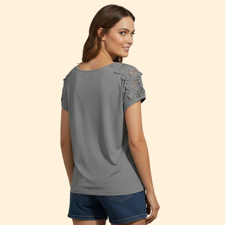 Women’s T-Shirt with Lace Shoulder Detailing