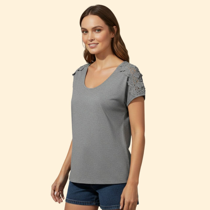 Women’s T-Shirt with Lace Shoulder Detailing