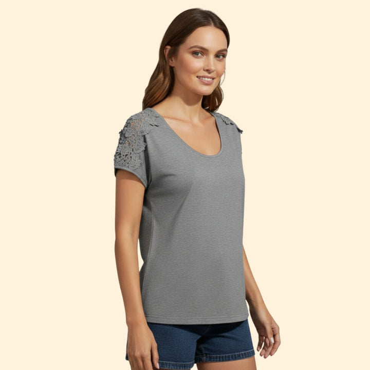 Women’s T-Shirt with Lace Shoulder Detailing