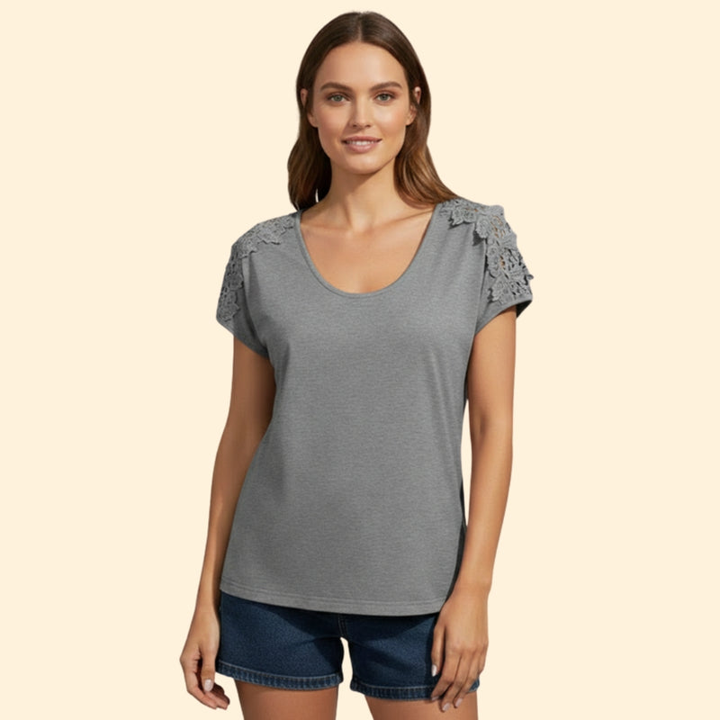 Women’s T-Shirt with Lace Shoulder Detailing