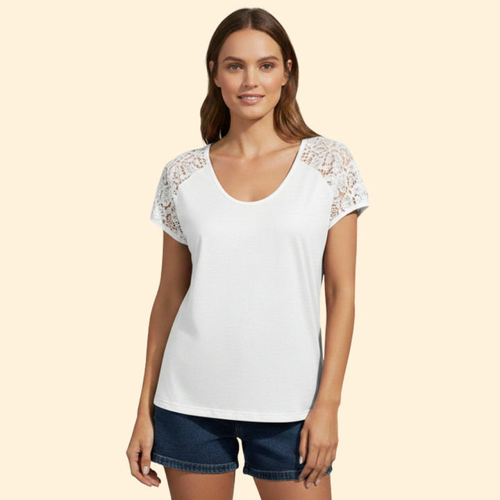 Women’s T-Shirt with Lace Shoulder Detailing
