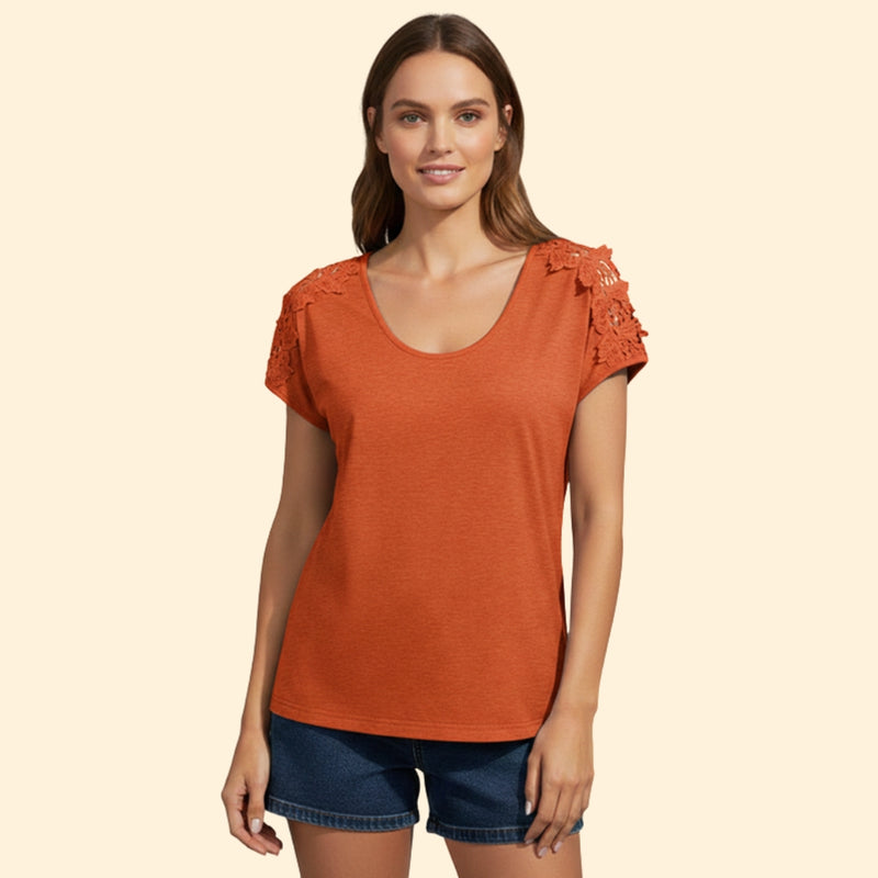 Women’s T-Shirt with Lace Shoulder Detailing