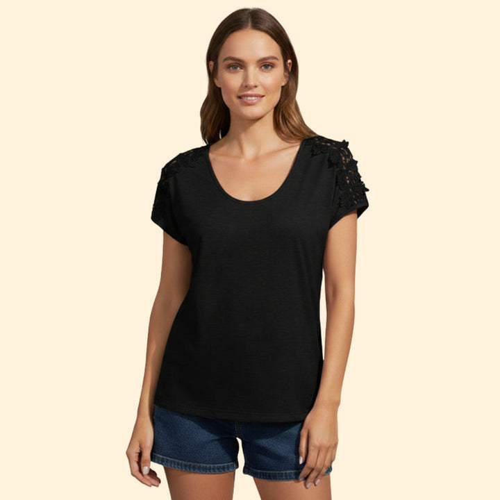 Women’s T-Shirt with Lace Shoulder Detailing