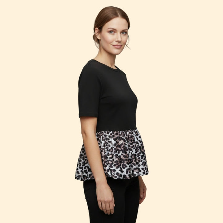 Women’s T-Shirt with Leopard Print Peplum
