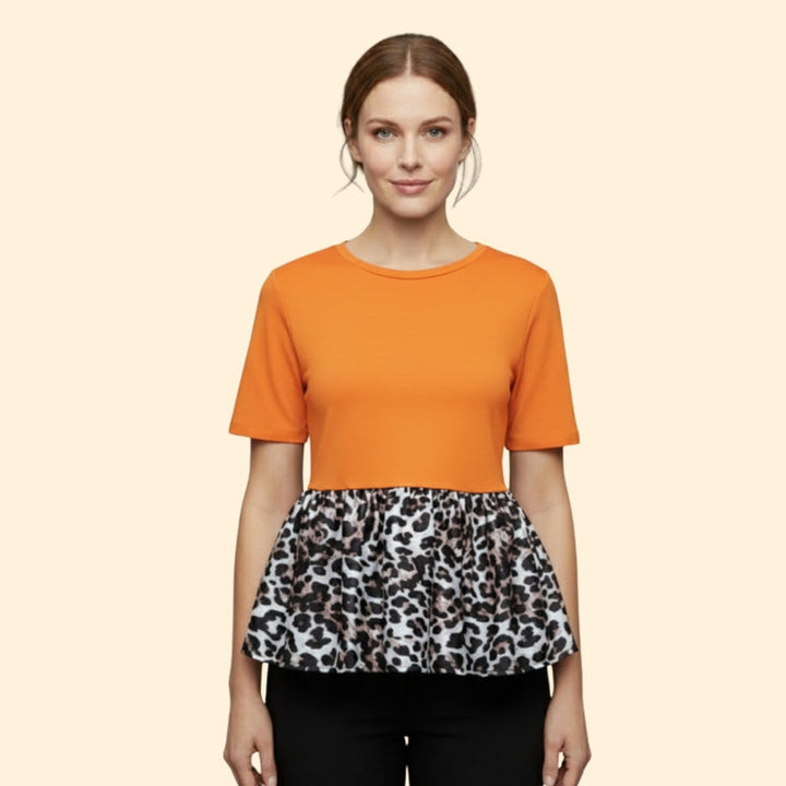 Women’s T-Shirt with Leopard Print Peplum