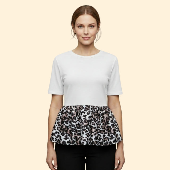 Women’s T-Shirt with Leopard Print Peplum