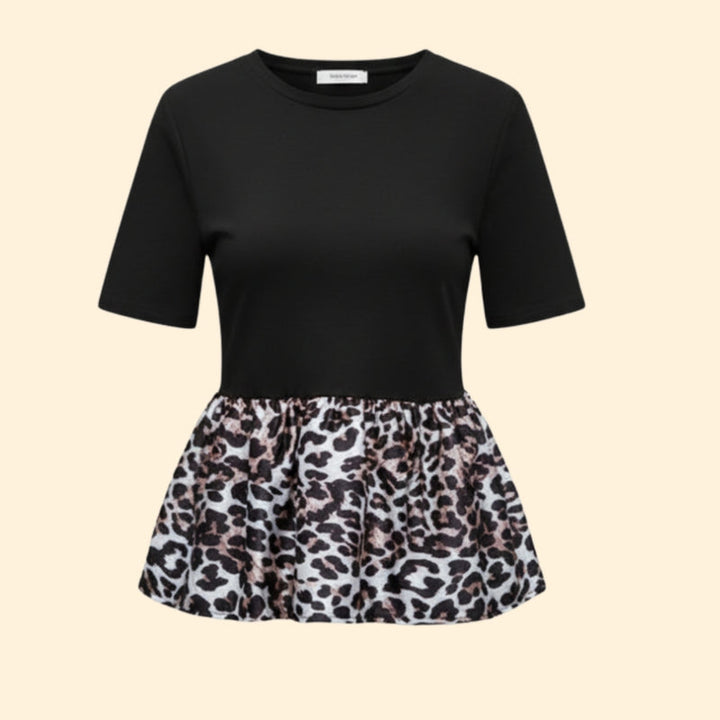 Women’s T-Shirt with Leopard Print Peplum