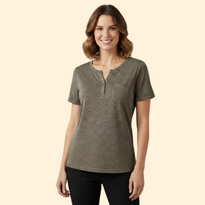 Women’s T-Shirt with Pocket and Button Detail