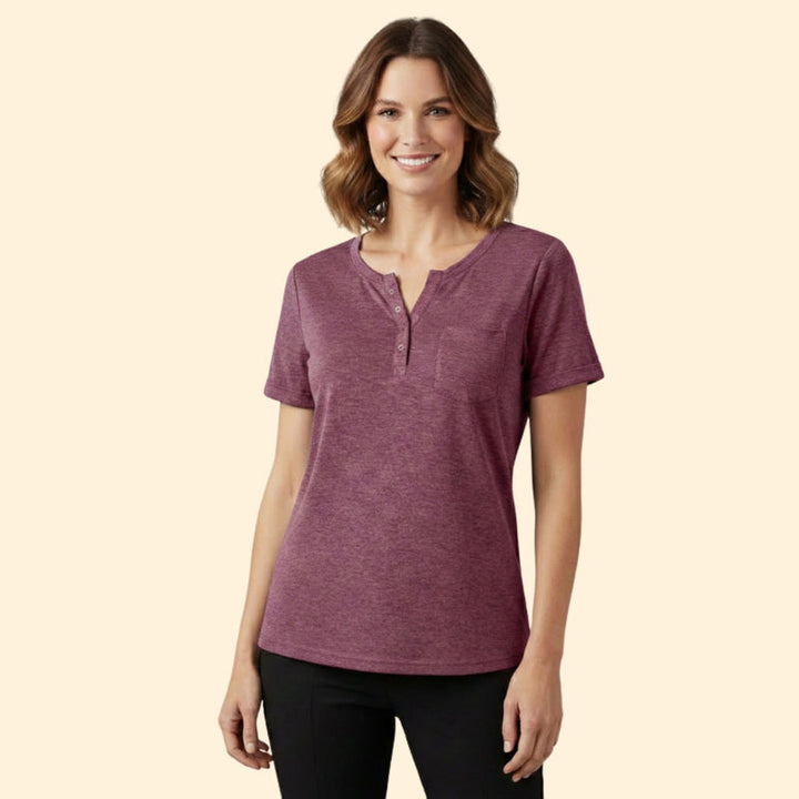 Women’s T-Shirt with Pocket and Button Detail