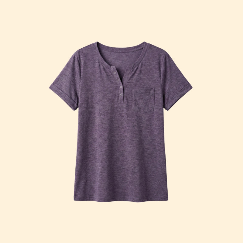 Women’s T-Shirt with Pocket and Button Detail