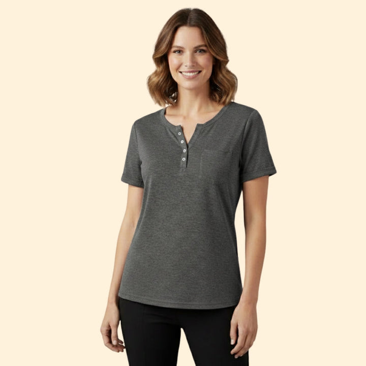 Women’s T-Shirt with Pocket and Button Detail