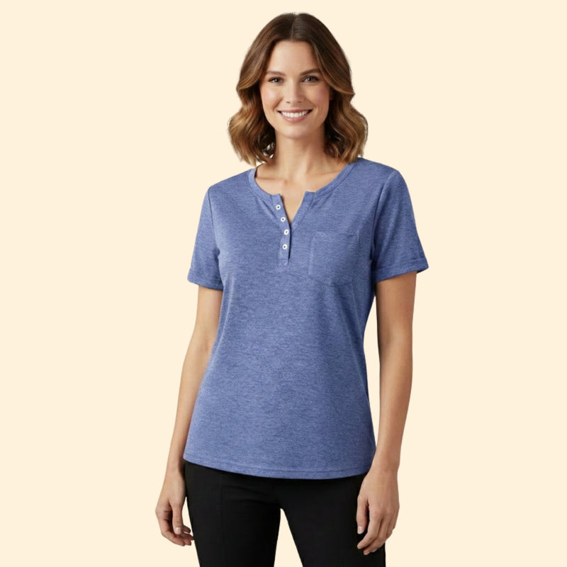 Women’s T-Shirt with Pocket and Button Detail