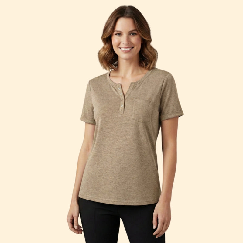 Women’s T-Shirt with Pocket and Button Detail