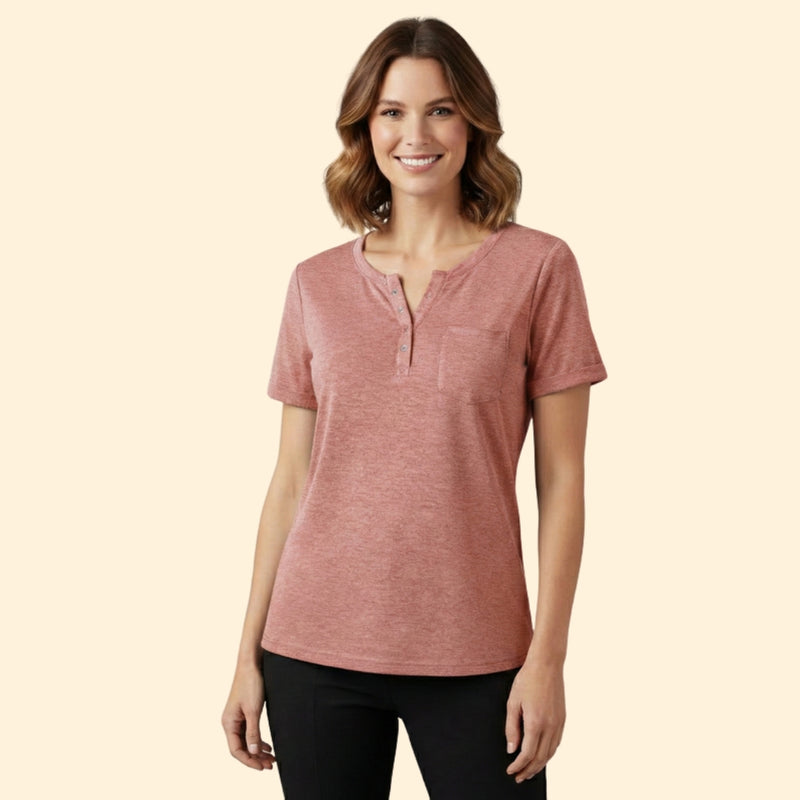 Women’s T-Shirt with Pocket and Button Detail