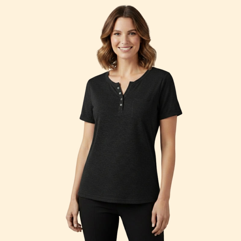 Women’s T-Shirt with Pocket and Button Detail