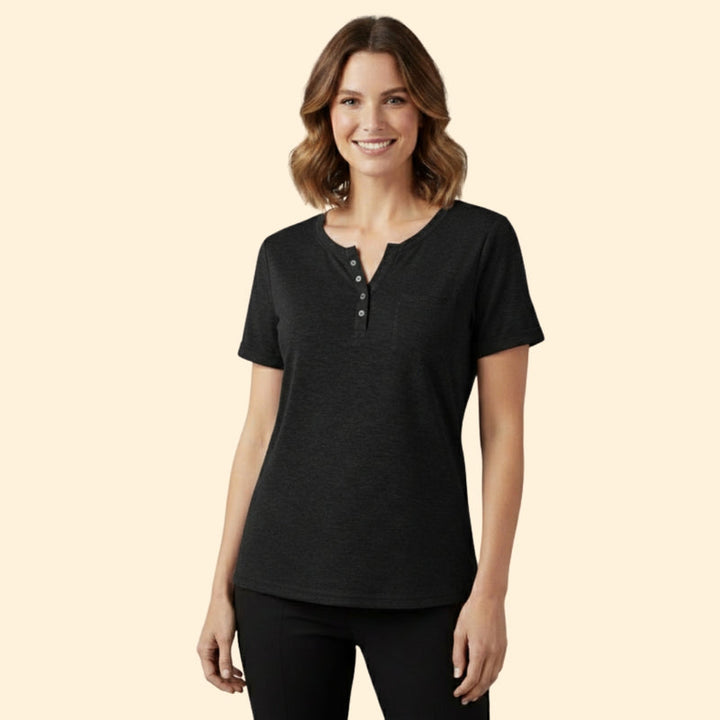 Women’s T-Shirt with Pocket and Button Detail