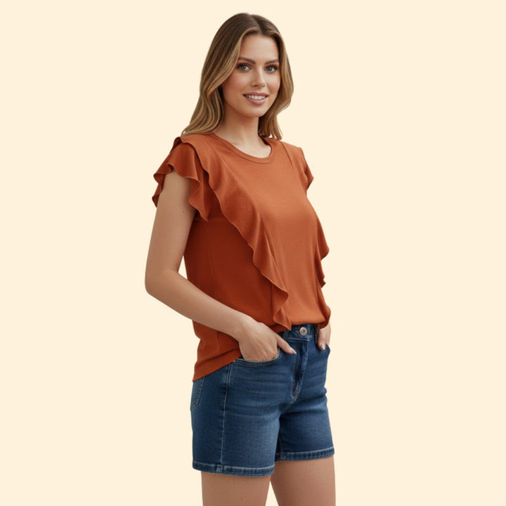 Women’s T-Shirt with Ruffled Sleeves
