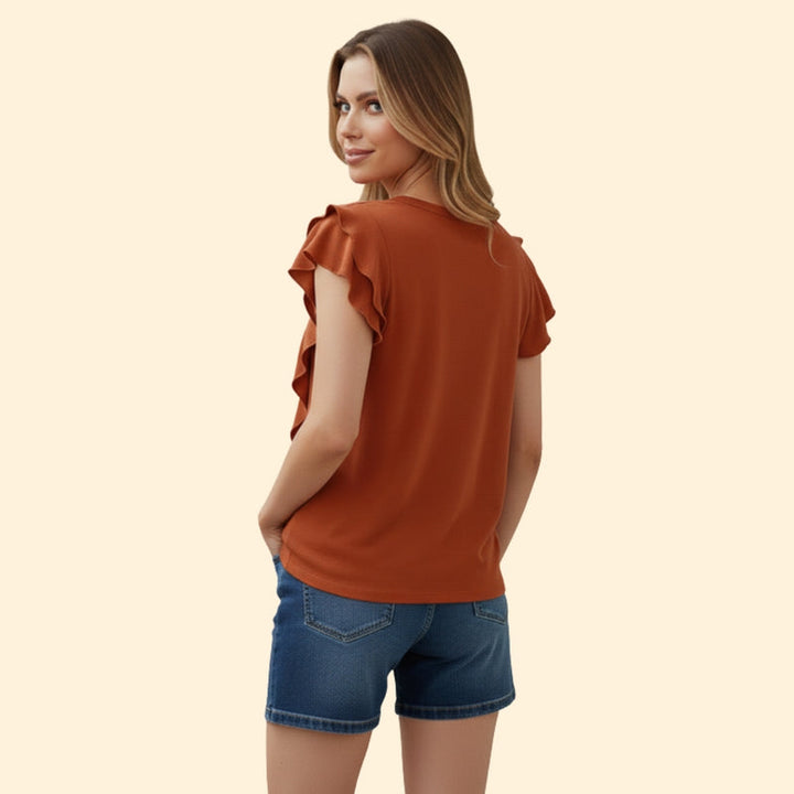 Women’s T-Shirt with Ruffled Sleeves