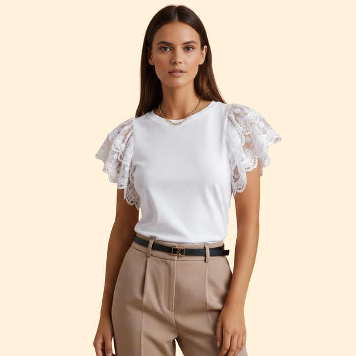 Women’s T-shirt with Elegant Lace Sleeves