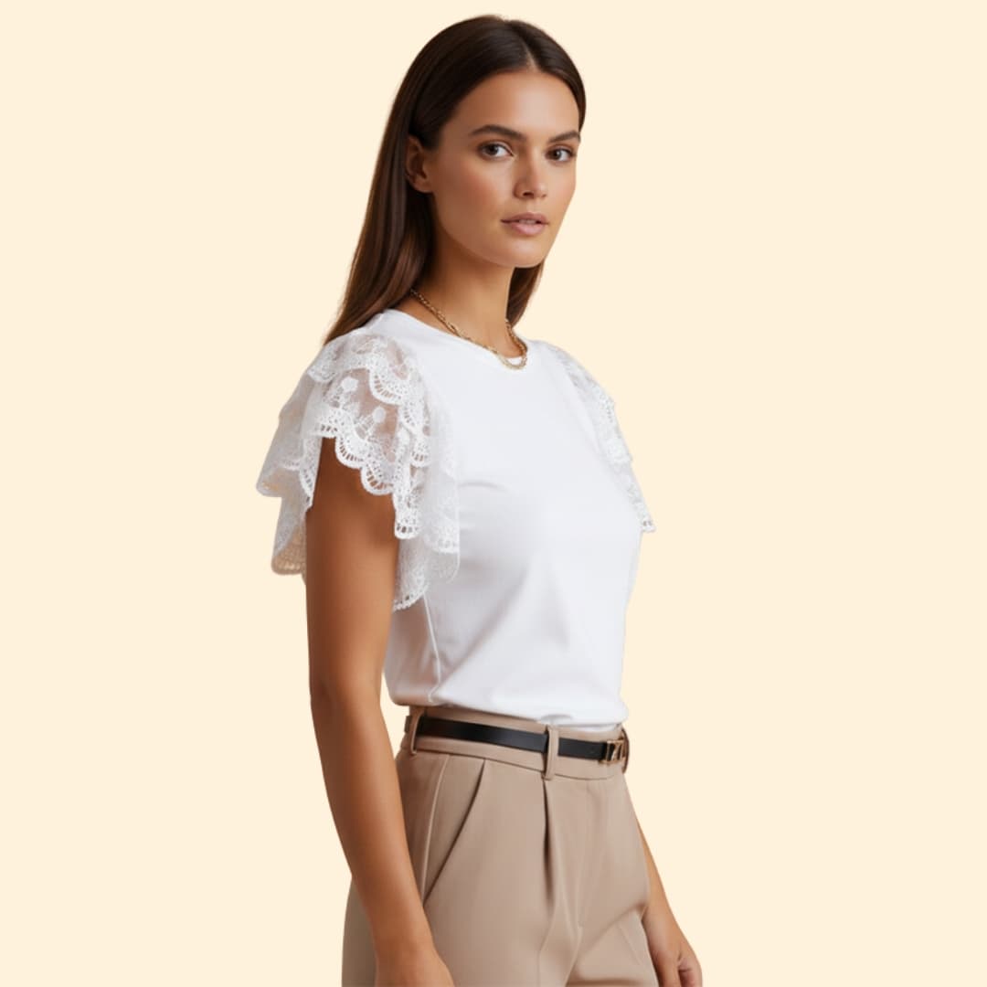 Women’s T-shirt with Elegant Lace Sleeves