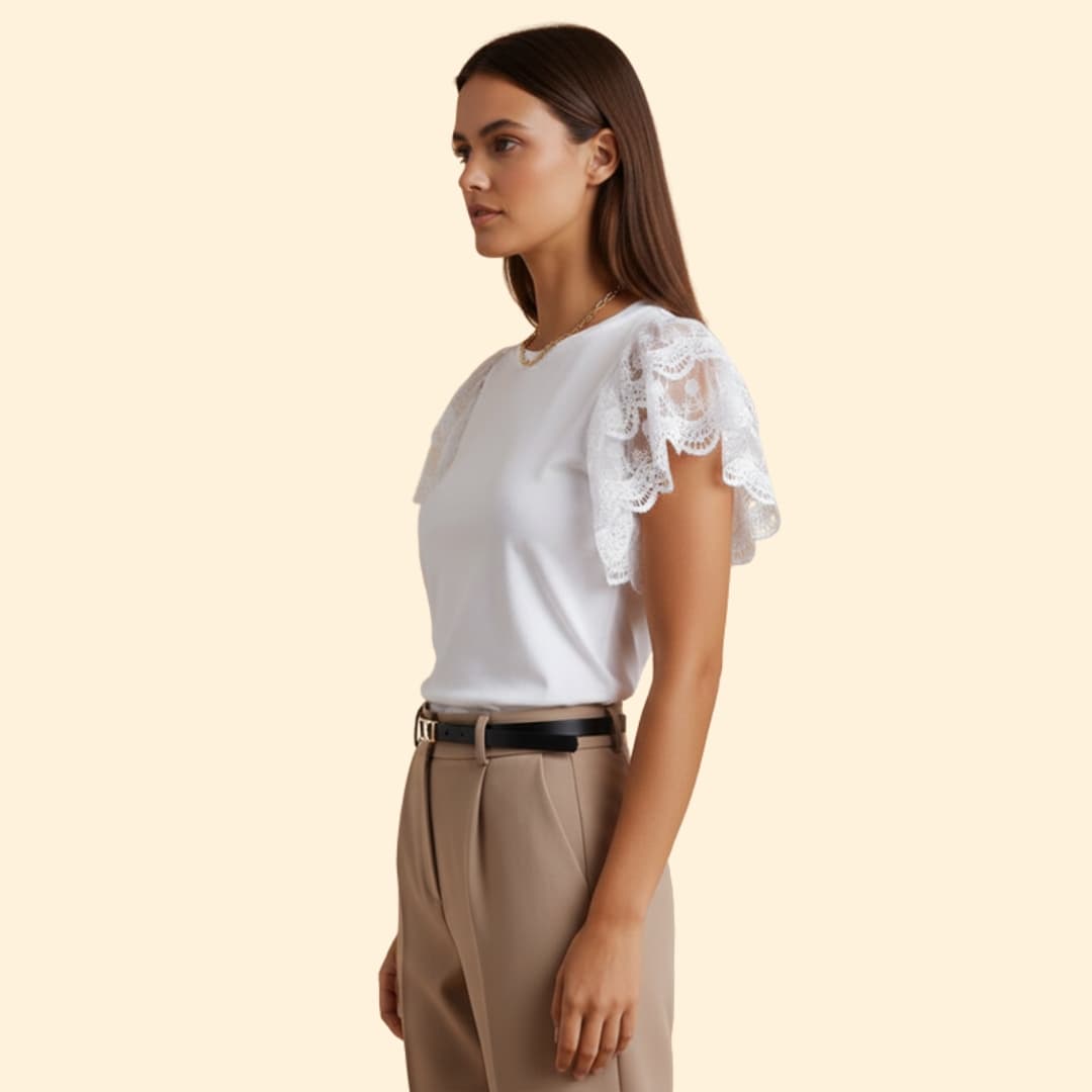 Women’s T-shirt with Elegant Lace Sleeves