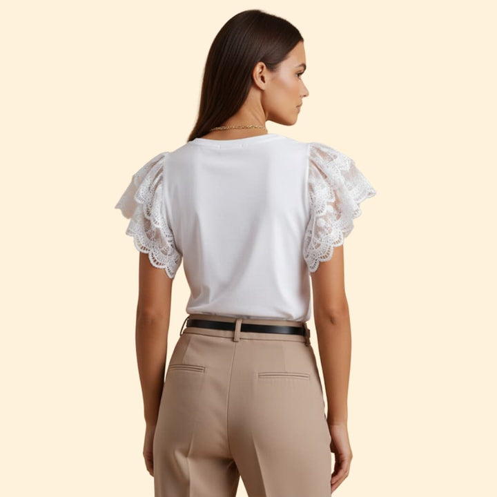 Women’s T-shirt with Elegant Lace Sleeves