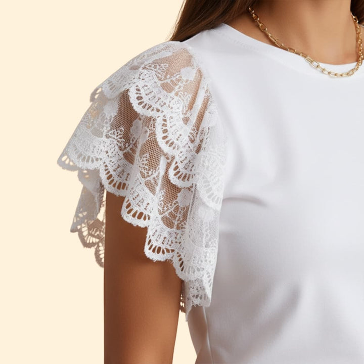 Women’s T-shirt with Elegant Lace Sleeves