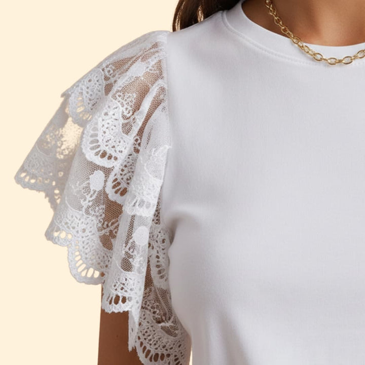 Women’s T-shirt with Elegant Lace Sleeves