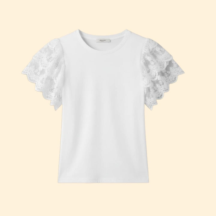 Women’s T-shirt with Elegant Lace Sleeves