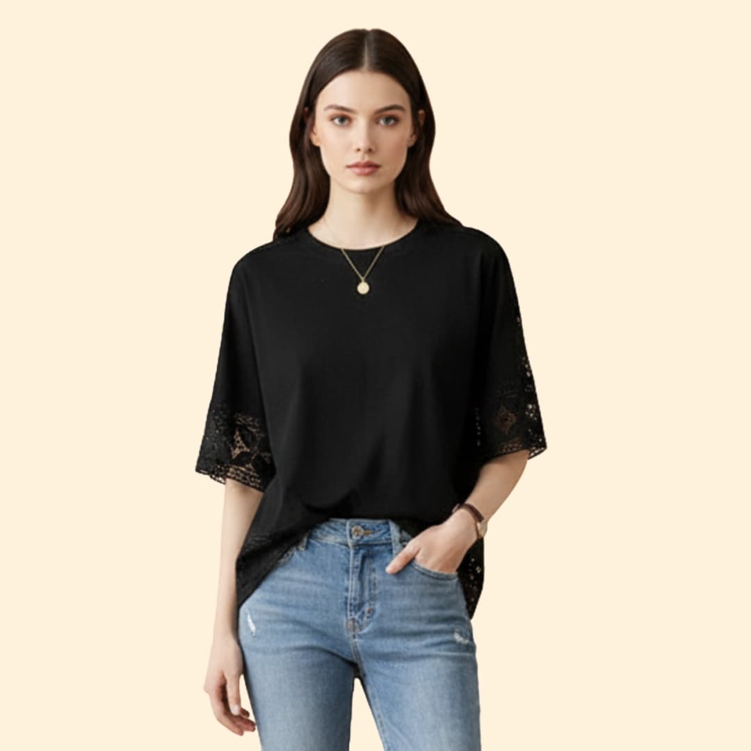 Women’s T-shirt with Lace Trim
