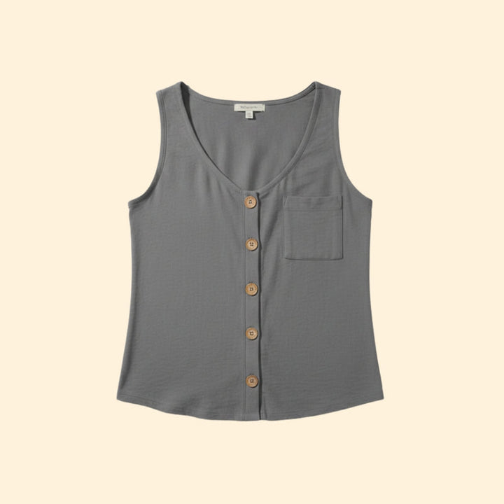 Women’s Tank Top with V-Neck and Buttons
