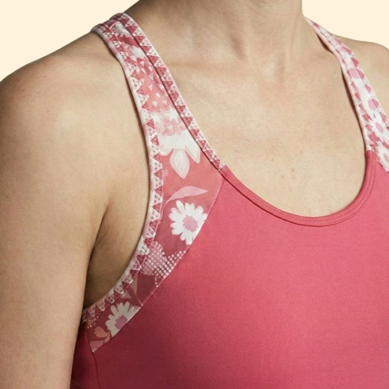 Women’s Tankini Set with Contrast Straps and Floral Design